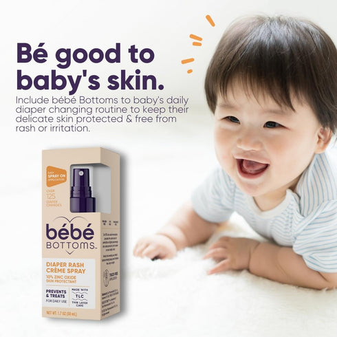Bébé Bottoms Baby Diaper Rash Cream Spray, No-Rub Touch Free Application for Sensitive Skin (100 ml)...
