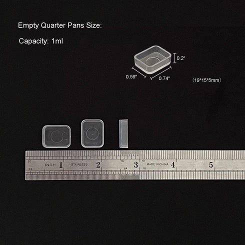 100pcs Transparent Quarter Watercolor Pans, 1ml Clear Empty Paint Pans for DIY Watercolor Palette, Travel Sets, and Custom Paint Mixing...