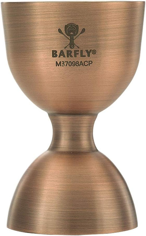 Barfly M37098ACP Heavy-Duty Straight Rim Bell Jigger, 25 ml x 50 ml, Antique Copper...
