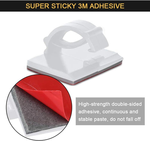 3M Cable Clips Self Adhesive Cord Organizer, Wire Holder Clamp Management Sticky for Desk Car Dash Cam Tables Wall, White 50pcs...