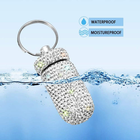 Portable Pill Case Pill Container Waterproof Pill Holder with Keychain Bling Pill Box Medicine Dispenser Bottle Storage for Outdoor Camping Travel...