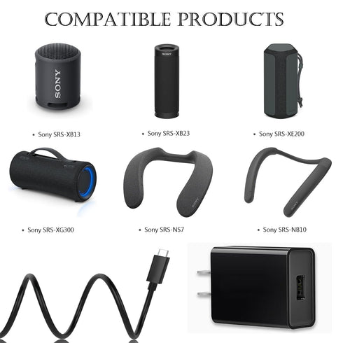 Charging Cord Compatible for Sony SRS-XB13 SRS-XB23 SRS-XB33 SRS-XB43 XG300 SRS-XE200 SRS-XE300 X Portable Speaker, Sony SRS-NS7 SRS-NB10 Wearable...