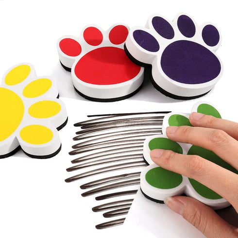 3PCS Magnetic Dry Erasers, Mini Footprint Whiteboard Eraser, Thick Felt Bottom Surface Glass Blackboard Duster, Animal Pattern Wiper for Classroom...