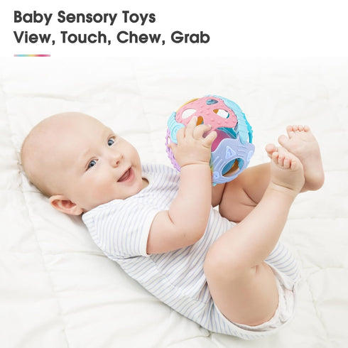 Baby Rattle Ball,Baby Teething Sensory Montessori Toys,Teething, Travle Toys for Infants Toddlers Boys Girls Baby Gifts for 6 7 8 9 10 11 12 Month...