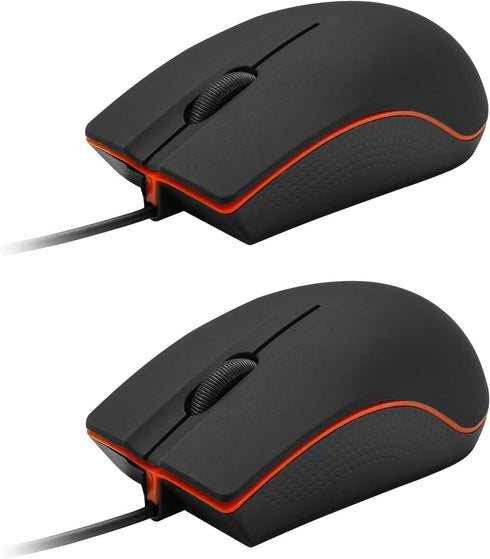 2 Pack Wired Mouse, USB Wired Computer Mouse for Right or Left Hand, Ergonomic Computer Mouse with Durable Clicks for PC, Computer, Laptop, Deskto...