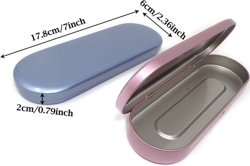 Honbay 2PCS Metal Hinged Tin Box Small Pen Case Home Organizers for Pen Pencil Makeup Brushes (2 Colors shipped by random)...