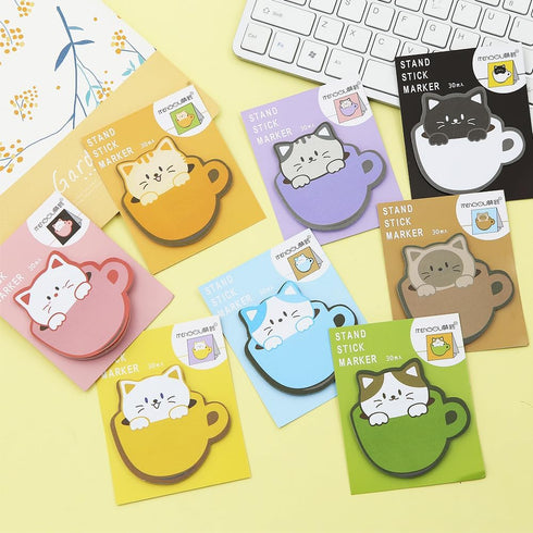 240Pcs Cat Sticky Notes Cute Sticky Tabs, Self-Stick Pads, Memo Notes Stationery, 30 Sheets/pad, Office School Study Supplies for Students Teacher...