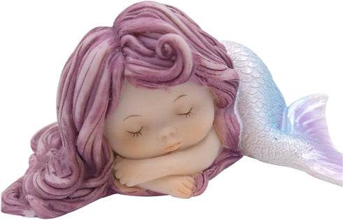Resin Sleeping Little Mermaid Statue for Miniature Fairy Garden and Aquarium Decorations...