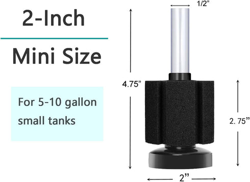 AQUANEAT Aquarium Sponge Filter Breeding Fry Betta Shrimp Nano Fish Tank 4pcs (Small up to 10Gal)...