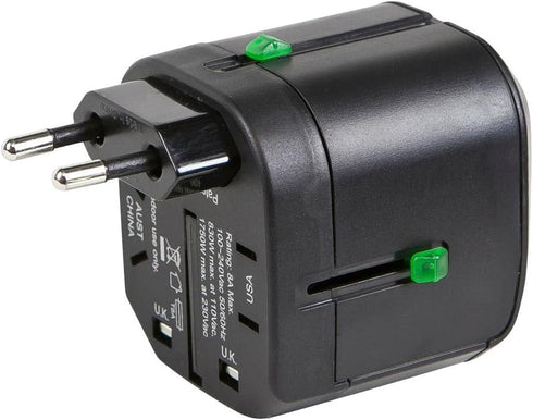 Monoprice Compact Cube Universal Travel Adapter, Supports International Power Outlets, Black...
