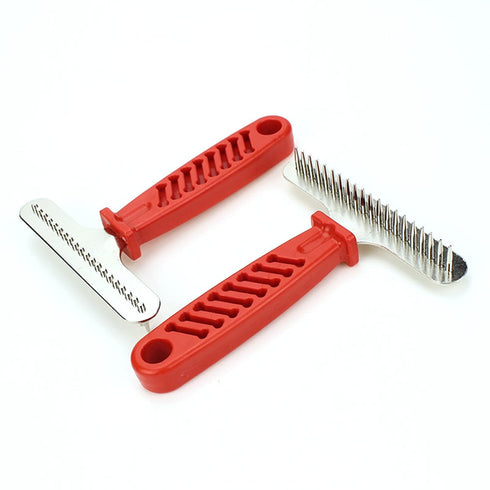 Dog rake hair removal brush comb - bottom coat rake for dogs, cats, long hair - hair removal brush, single row stainless steel pin - reduce sheddi...