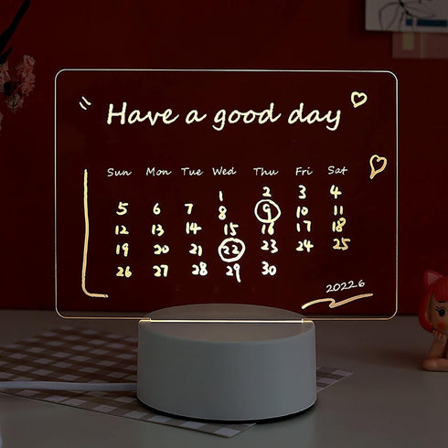Acrylic Dry Erase Board 16 Colors Can Remote Control Light 7.3x5x0.2" Clear Desktop Note Memo Board, Includes Dry Erase Markers, Rewritable Night ...