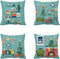 Set of 4 Throw Pillow Covers Green Modern Creative Christmas Tree and Mid Century Furniture Holiday on Shelf Fireplace 20x20 Inch Home Decor Pillo...
