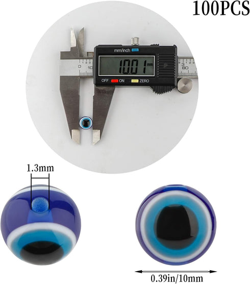 Savita 100pcs Blue Evil Eye Beads Eyeball Beads Handmade Resin Beads Charms for DIY Bracelets Necklace Jewelry Making (10mm/0.4 inch)...