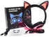 Kids Headphones with Cat Ears, LED Light Chargeable Earphones for Kids Teens Adults, Compatible for iPad, Tablet, Computer, Mobile Phone (Black&Pi...