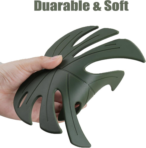 Silicone Trivet Mat Set of 2, Monstera Pot Holders for Hot Pots and Pans, Soft Rubber Multi-Use Trivets for Kitchen Countertops, Tables, Non Slip ...