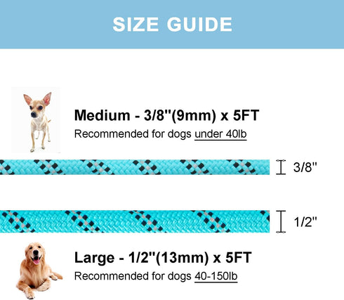 5 FT Slip Lead Dog Leash, Heavy Duty Rope Leash for Small Medium Large Dogs, No Pull Training Lead with Reflective Thread, Strong Comfortable Loop...