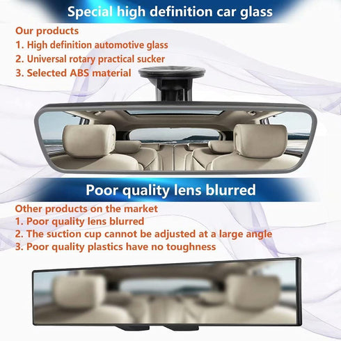 Rear View Mirror Suction Cup Rearview Mirror Universal Thickened Interior Rearview Mirror Wide Angle rearvier View Mirror for cars vehicles SUV Tr...