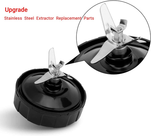 7 Fins Blade for Ninja Blender, Replacement Parts with Silicone Rubber Gaskets Seal Ring Mixer Attachment Compatible with Ninja Auto iQ BL642-30 B...