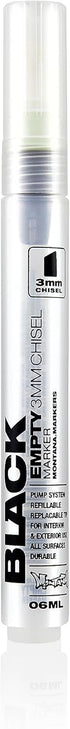 Montana Cans Montana Black Empty, 3mm, Chisel Paint Marker, Clear, 0.4 Fl Oz (Pack of 1)...