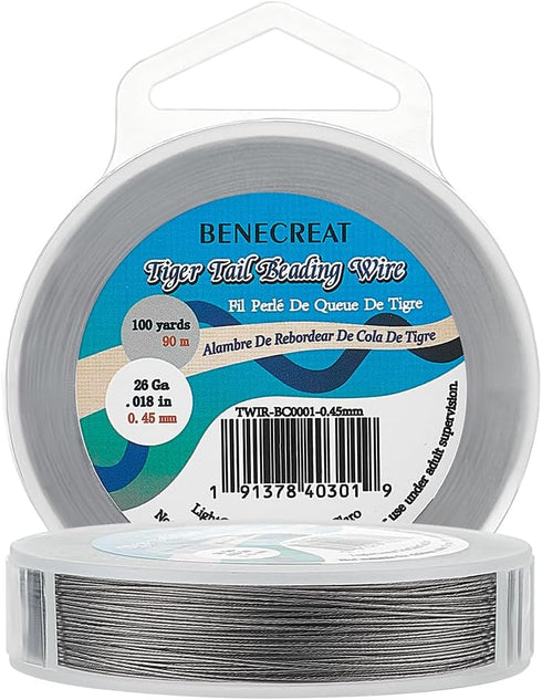 BENECREAT 300-Feet 7-Strand Beading Wire, 0.018inch/ 0.46mm Tiger Tail Bead Stringing Wire for Jewelry Making Threading Necklace Bracelet Crafts...