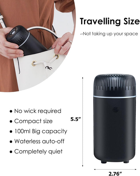 Car Diffuser for Essential Oils USB Cool Mist Humidifier Aromatherapy Essential Oil Diffuser Portable for Car Home Office Bedroom (Black)...