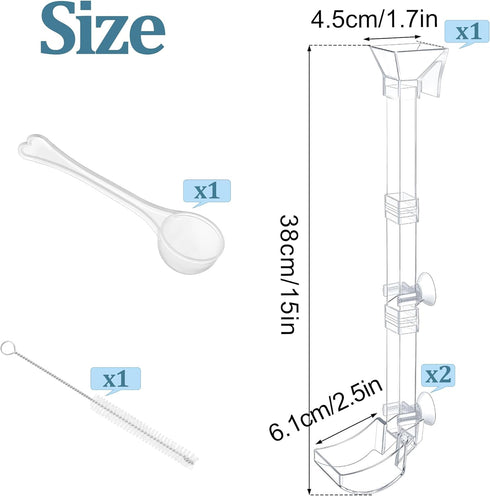 Aquarium Fish Shrimp Feeding Dish Set Clear Fish Feeder Tube and Dish with Cleaning Brush and Measuring Spoon for Feeding Shrimp and Preventing Fo...