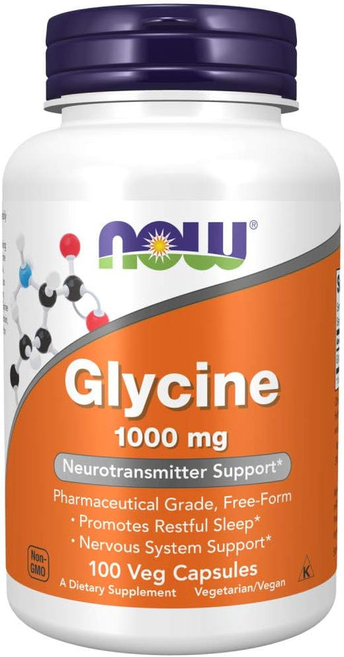 NOW Supplements, Glycine 1,000 mg Free-Form, Neurotransmitter Support*, 100 Veg Capsules...
