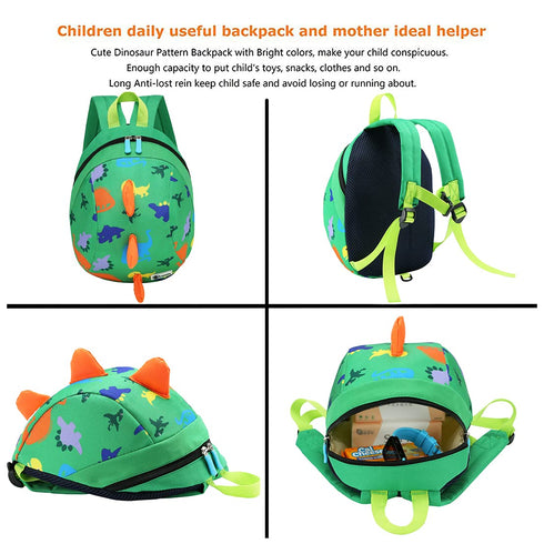 DB Dinosaur Toddler Mini Backpack with Leash, Children Kids Baby Harness Bookbag (Green)...