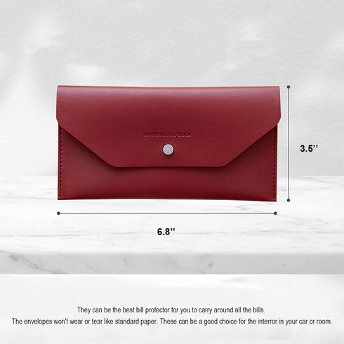 Carrotez Cash Envelopes (PU Leather) Money Envelopes for Cash Gifts, Reusable Cash Envelope Wallet, 1 ea, Letter Engraving - Burgundy...