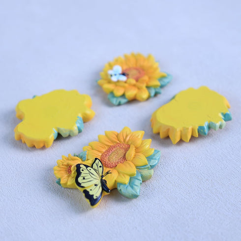 4 PCS Resin Fridge Magnets Sunflower Refrigerator Magnets for Whiteboard Refrigerator Office Photo Cabinet Bulletin Board Home Decoration, Photo D...
