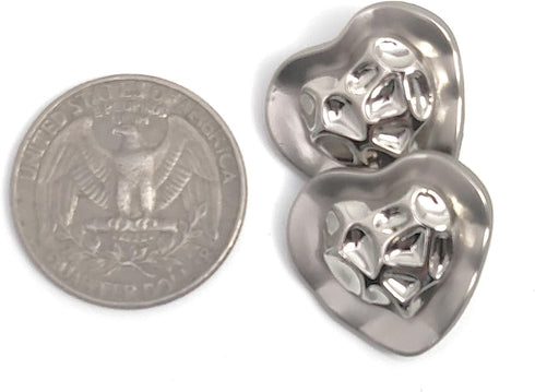 20 pcs Electroplate Heart Shape Metal Shank Sewing Coat Buttons -21mm -7/8"...