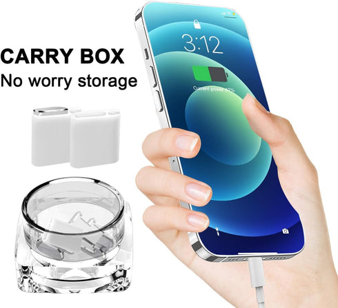 4 Pack Designed for iPhone 15 Pro Max Plus USB C Anti Dust Plugs Charging Port Covers with 2 Plug Holders, Full Protection Caps Wireless Charging ...