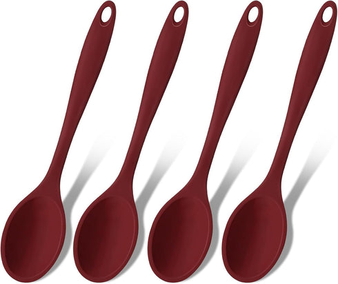 GEEKHOM Silicone Cooking Spoons, 4 Pieces 11" Heat Resistant Silicone Kitchen Utensils Set Large Serving Stirring Spoons for Non Stick Cooking, Mi...