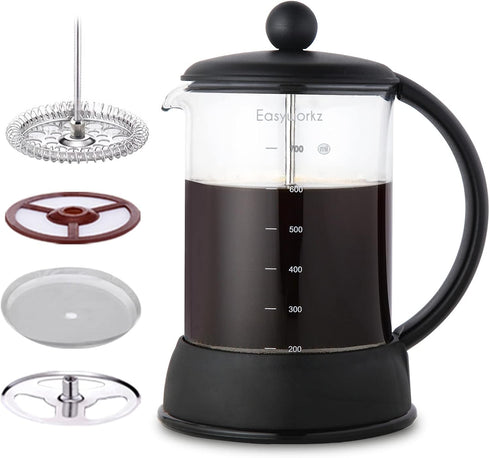 Easyworkz Eclipse French Press 27 oz Coffee Tea Maker with Borosilicate Glass...