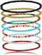 Pingyongchang Boho Handmade Beads African Anklets Set Layered Beach Colorful Stretch Beaded Elastic Foot Hand Chain Anklets Bracelets for Women Je...
