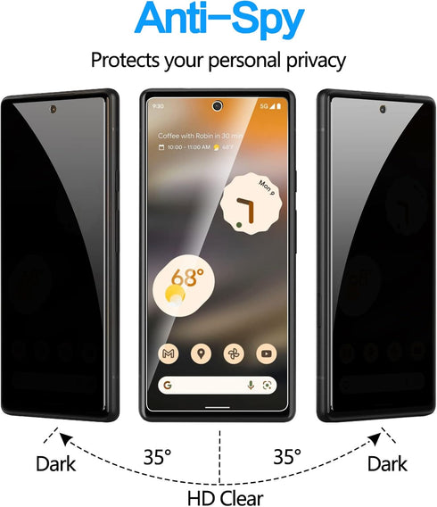 YWXTW Privacy Screen Protector for Google Pixel 6A, 6.1"5G, Tempered Glass Anti-Spy 9H Hardness Film......