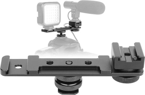 ChromLives Hot Shoe Extension Bar Mount, Cold Shoe Extension Flash Bracket, Dual Straight Mount Flash Bracket Compatible with Nikon Canon Sony Oly...