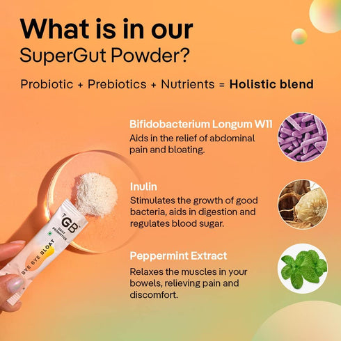 Bye Bye Bloat Powder|Helps with Bloating, Gas & Heartburn | 30 Days Pack...