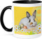 3dRose Calico Bunny Rabbit with Daisy Flowers and Three Eggs Happy Easter Two Tone Mug, 1 Count (Pack of 1), Black...