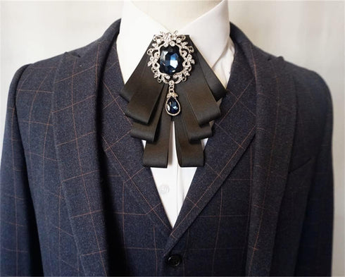 Topz bow brooch for men christmas tie adjustable band necktie rhinestone bowties men for wedding party ceremony...