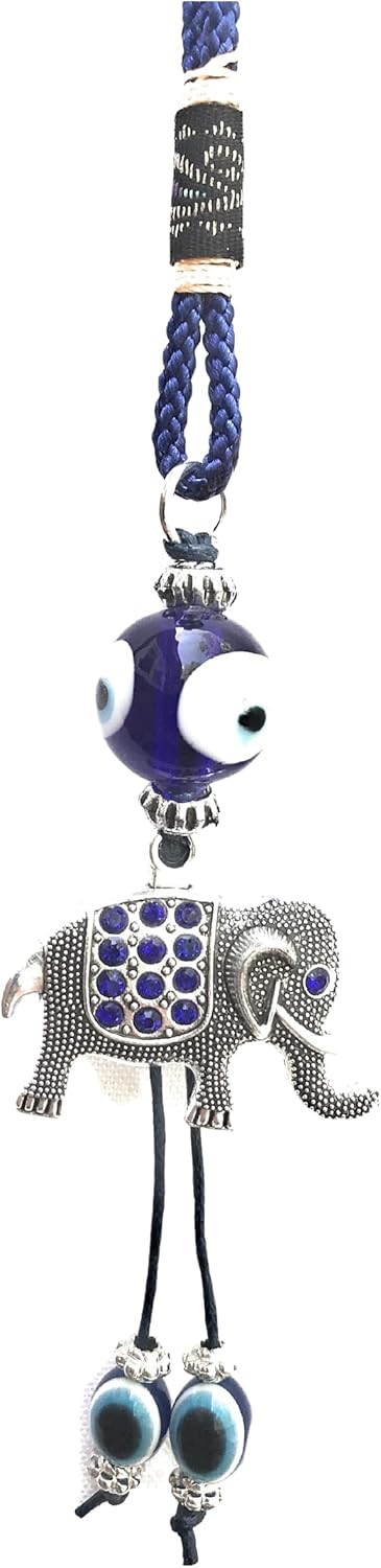 Rear View Mirror Accessories, Car Decoration Ornament with Evil Eye (Elephant Design I)...