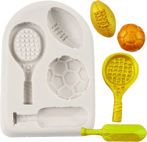 Football Silicone Mold Rugby Fondant Molds for Cake Decoration Cupcake Topper Chocolate Candy Polymer Clay Gum Paste...