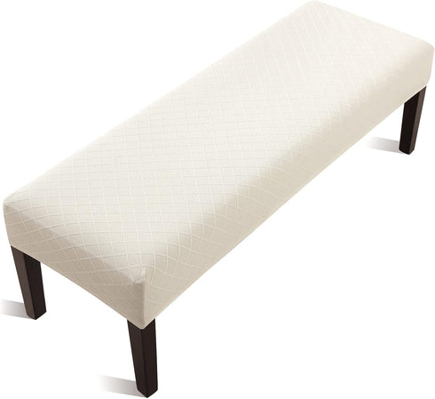 Stretch Jacquard Dining Bench Cover - Anti-Dust Removable Bench Slipcover Washable Seat Cushion Protector for Bedroom, Kitchen, Hotel, Banquet (Be...