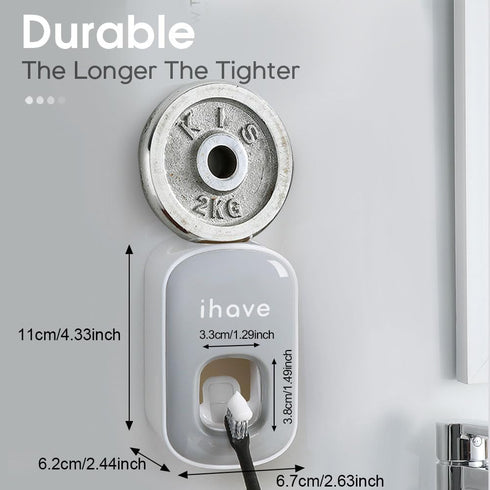 iHave Toothpaste Dispenser Wall Mount for Bathroom Automatic Toothpaste Squeezer (Grey)...