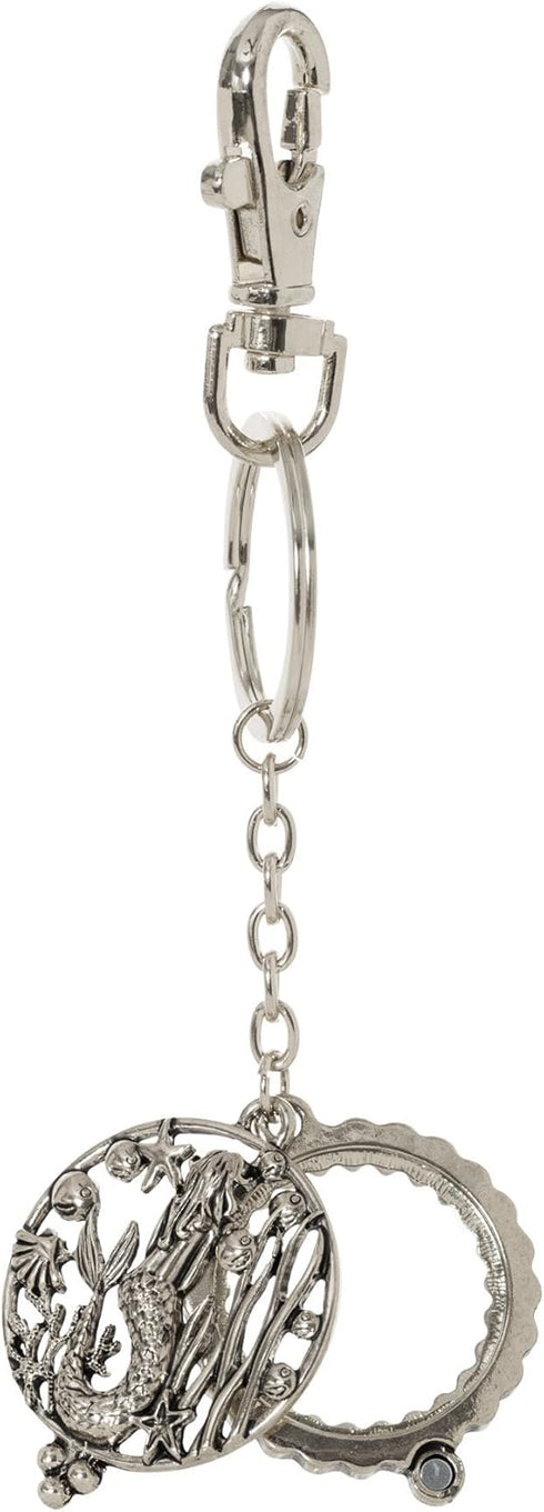 Mermaid 4X Magnifying Glass Sliding Top Key Chain (Silver Tone)...