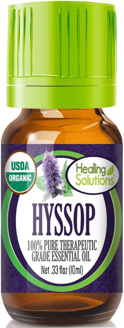 Healing Solutions Oils - 0.33 oz Hyssop Essential Oil Organic, Pure, Undiluted Hyssop Oil for Hair Diffuser 10ml - Organic Hyssop Oil - Hyssop Ess...