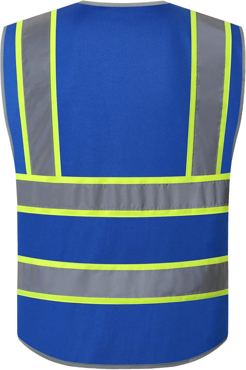 Safety Vest for Men Women 9 Pockets High Visibility Safety Vests with Reflective Strips Hi Vis Reflective Construction Work Vest,Meets ANSI/ISEA S...