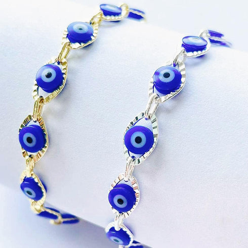 Evil Eye Bracelet for Women Blue Eye Anklet Link Chain Bracelets 14K Gold Adjustable Charm Jewelry Gift for Women...