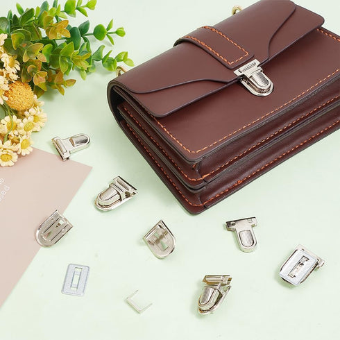 PH PandaHall 10 Sets Iron Tuck Lock Clasp Catch Purse Thumb Lock 35x25x11mm for Leather Bag Case Clasp Hangbag Purse Platinum...